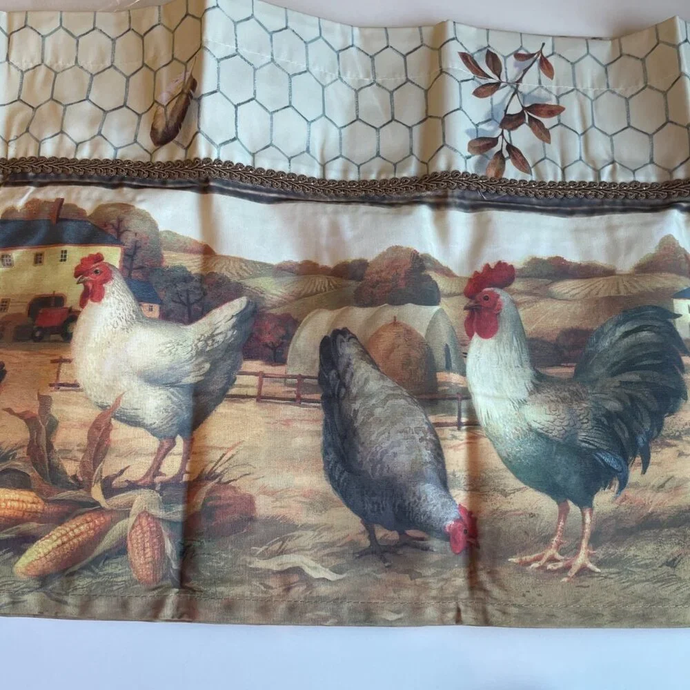 Rooster Farmhouse Kitchen Valance Multicolor 